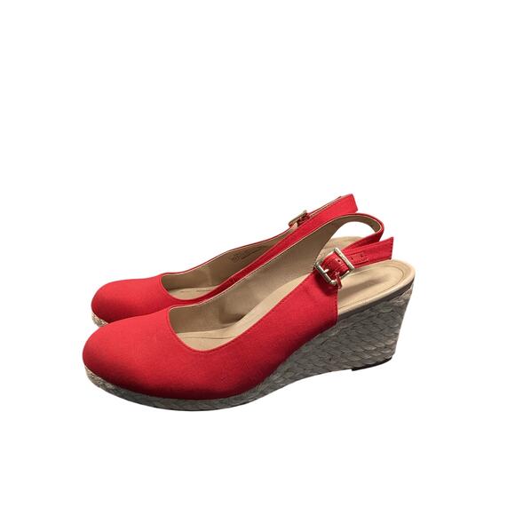 Vionic Women's Carolina Espadrille‎ Wedge Slingback Sandals Summer Red Size 11 - Picture 1 of 9